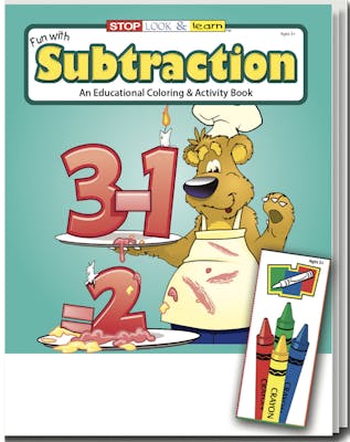 Fun with Subtraction Coloring Book Sets - 4 Pack Crayons, Ages 3-11