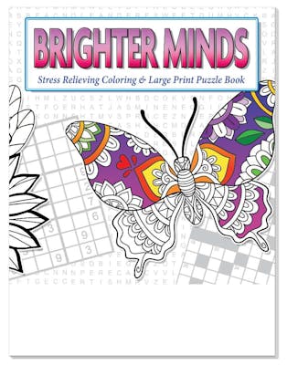 Brighter Minds Adult Coloring &amp; Puzzle Books with Colored Pencils