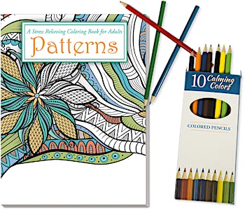 Mandalas Coloring Books For Adults-12 Coloring Pencils,Sharpener& 48 Sheets