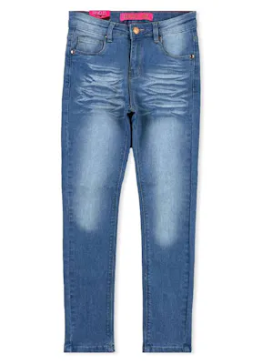 Girls Faded Skinny Jeans - Size 4-14, Medium Blue