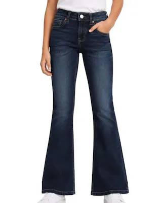 Girls Faded Skinny Jeans - Size 4-14, Dark Indigo