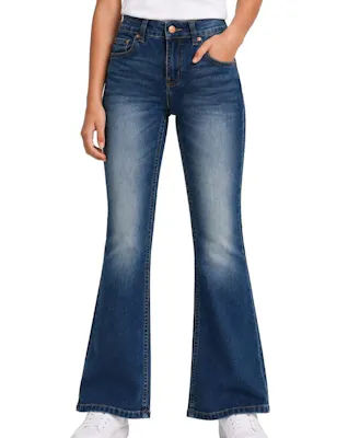 Girls Faded Skinny Jeans - Size 4-14, Medium Blue
