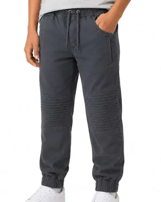 Boys' Cotton Twill Joggers - Charcoal, Size 8-16
