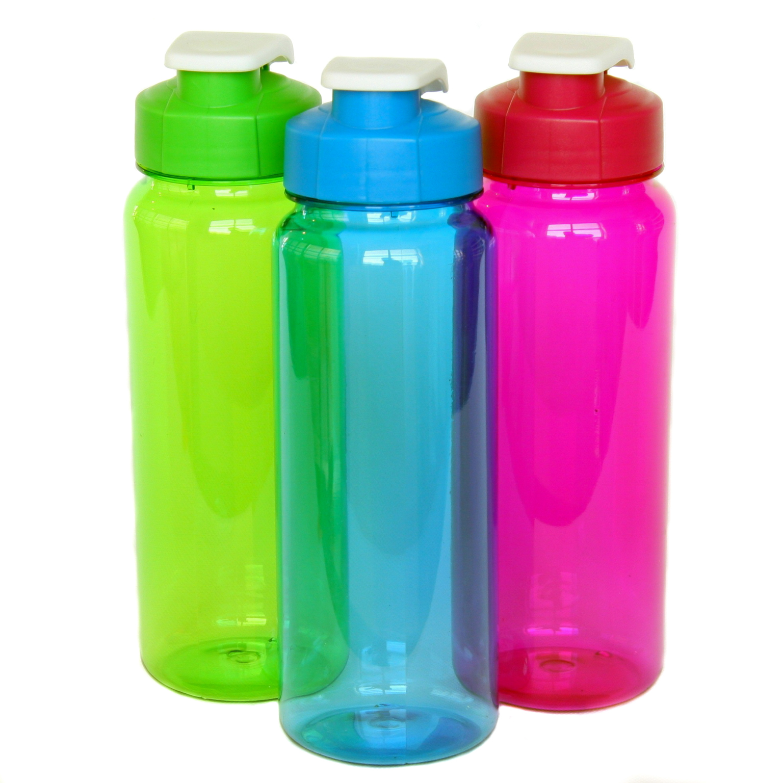 Flip Top Plastic Water Bottles - 21 oz, Assorted Colors