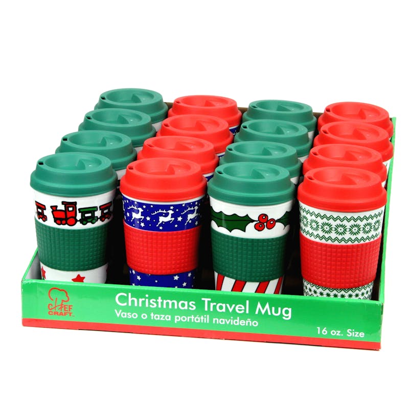 16-Piece Christmas Travel Mug PDQ - 16.5 oz