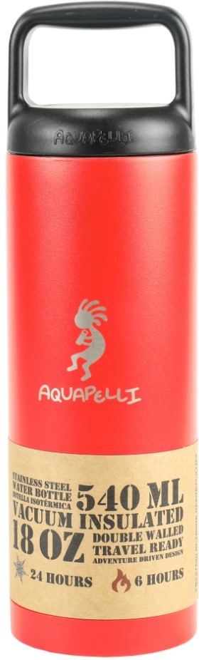 Aquapelli Vacuum Insulated Water Bottle, 18 Ounces, Stainless Steel