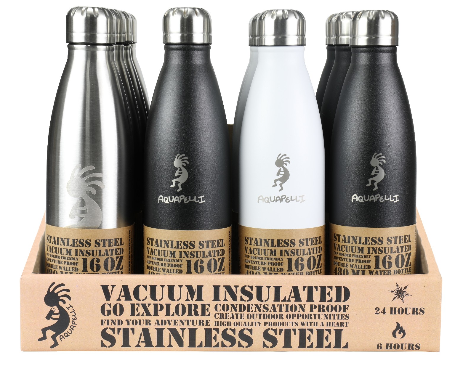 Wholesale Vacuum Insulated Water Bottles - 16 oz, Neutral - DollarDays