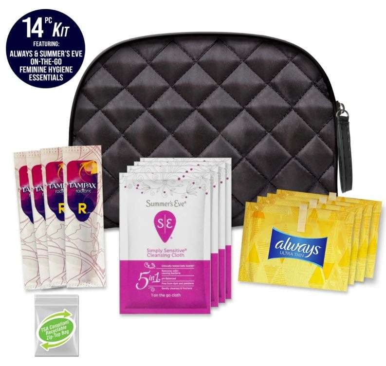 Feminine Hygiene Travel Kits - 14 Pieces
