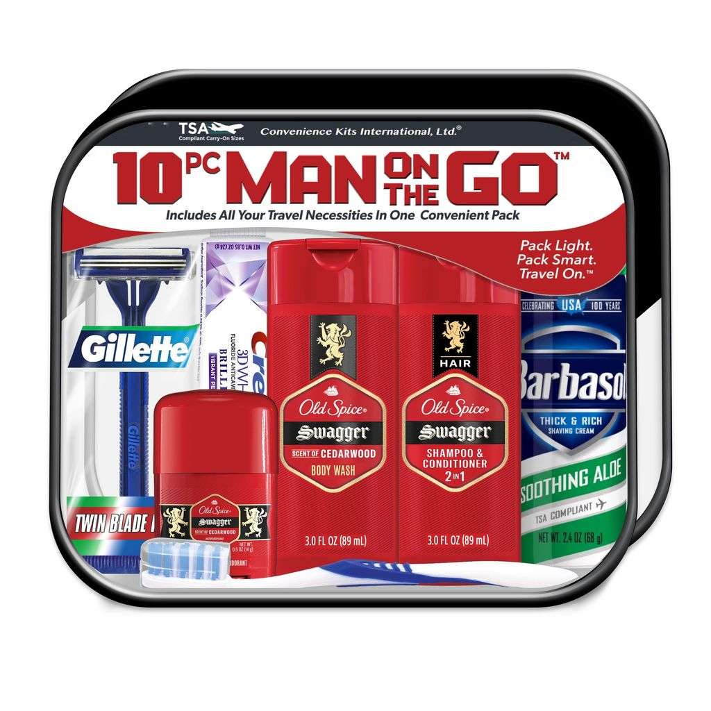 Men's Man On-The-Go Travel Kit, 10 Pieces