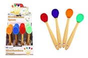 Mini Silicone Spoons with Bamboo Handle, Assorted