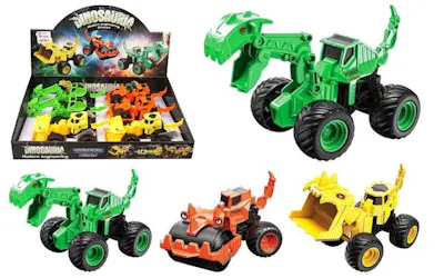 Big Wheel Dinosaur Construction Truck, Assorted - 5"