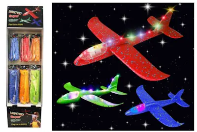 Lighted Foam Glider Airplane, Assorted - 13" and 20"
