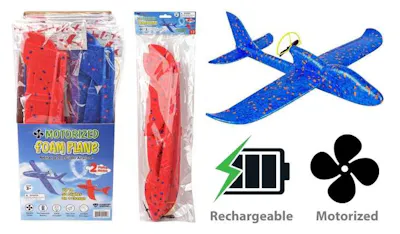Motorized Foam Glider Airplane, Assorted - 13"