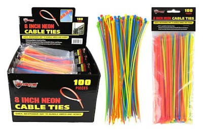 Neon Cable Ties, Assorted,  8"