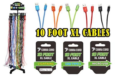 Cellphone Cords, Assorted, 10'