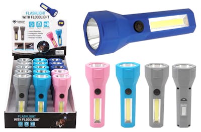LED Flashlights with COB LED Floodlight - Assorted