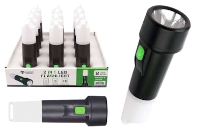 2-in-1 LED Flashlight with Lantern Grip - Black