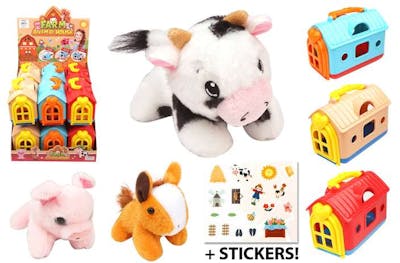 Farm Animal Plush in a Pet Carrier - Assorted