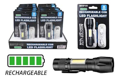 Rechargeable Mini Tactical COB LED Flashlight - Black