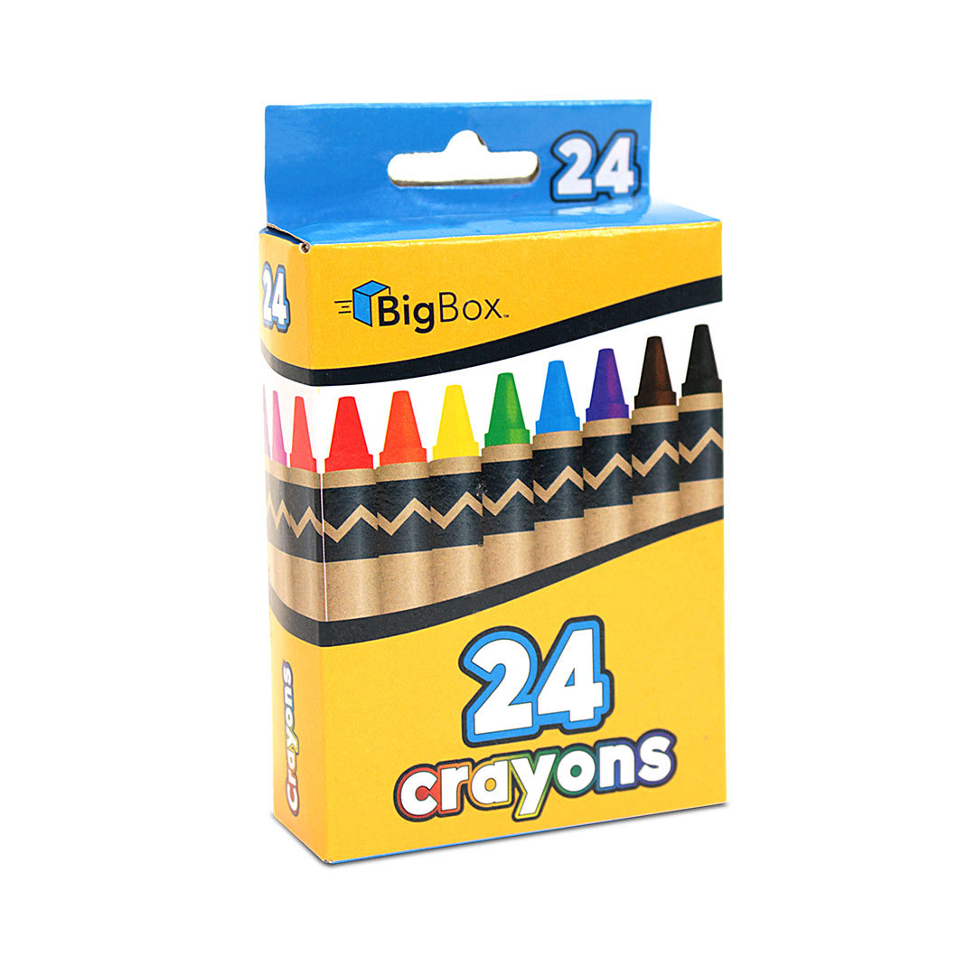 2 Pack of Crayons with Crayon Box, Crayons 24 Count, Assorted Colors -  Crayons Bulk, Crayons Bulk for Classroom, School Supplies for Kids