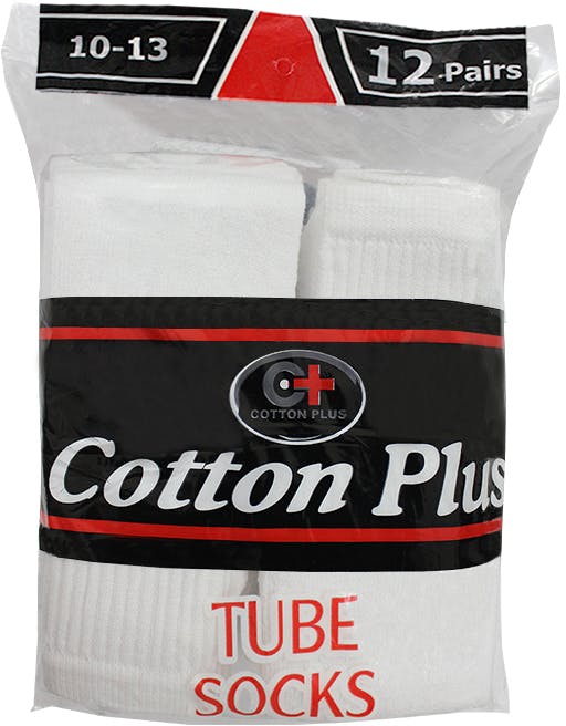 Wholesale Cotton Plus Men's White Tube Socks Size 1013 (SKU 2335606