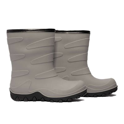 Youth Rubber Boots - Grey, Sherpa Lined