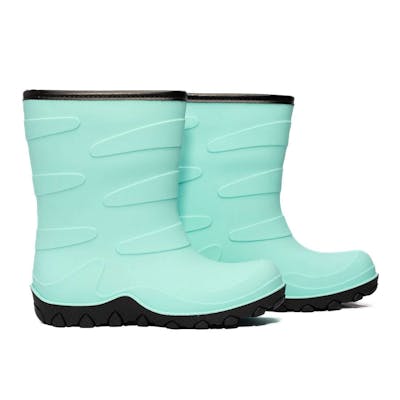 Youth Rubber Boots - Cyan, Sherpa Lined