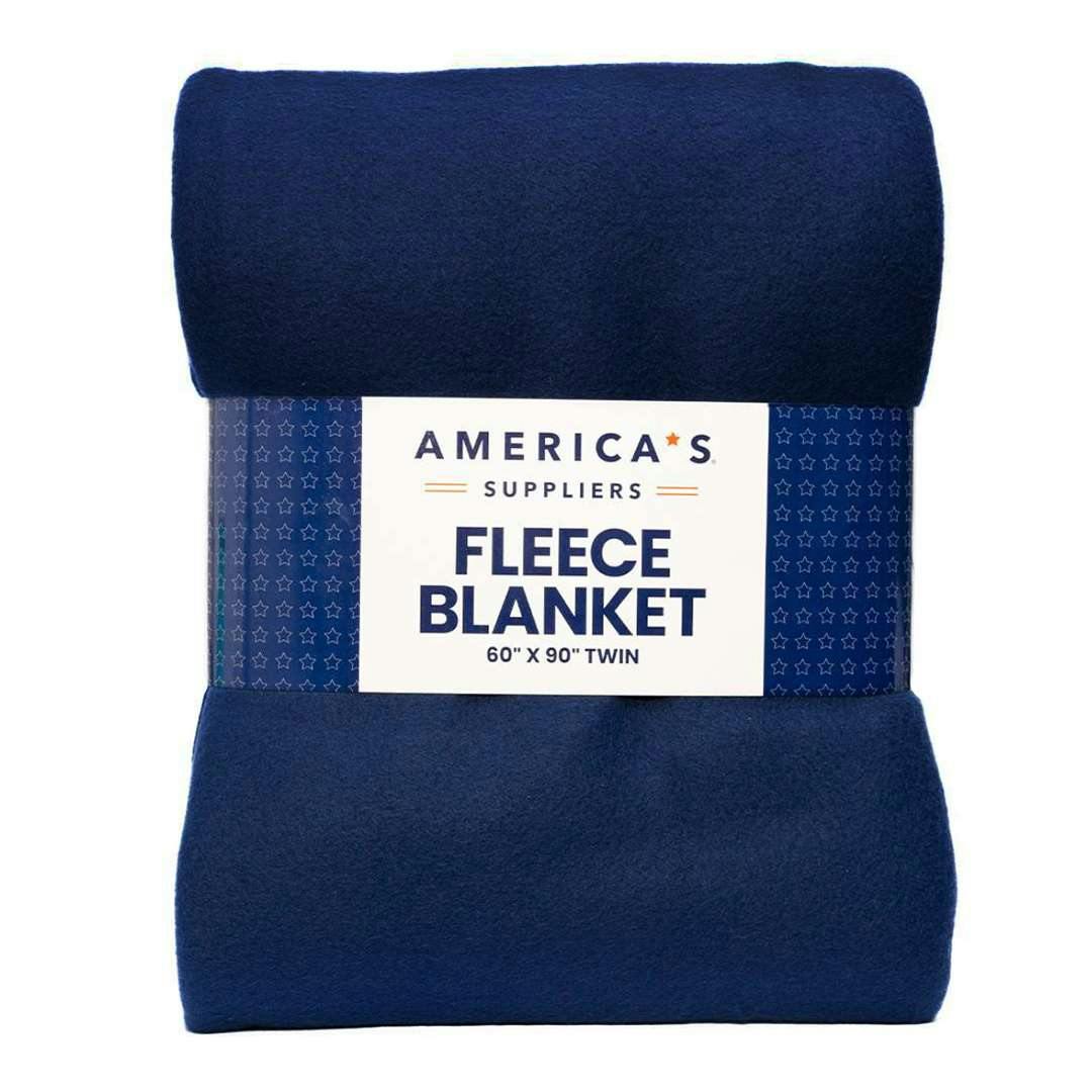 America's Suppliers Twin Fleece Blankets - Navy, 60" x 90"