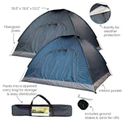 America's Suppliers 2-Person Tents - Navy Blue and Charcoal Gray