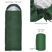 America's Suppliers Olive Green Sleeping Bags, 42° Temperature Rating - 78" x 30"