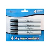BigBox Dry Erase Markers - 4 Pack, Black, Chisel Tip