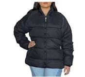 Women's Solid Puffer Jackets, Black, 1XL-3XL