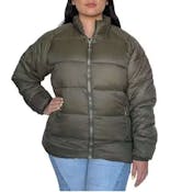 Women's Solid Puffer Jackets, Olive, 1XL-3XL