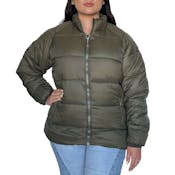 Women's Solid Puffer Jackets, Olive, S-XL