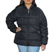 Women's Solid Puffer Jackets, Black, XL