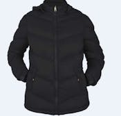 Women's Solid Puffer Jackets with Hood, Black, Large