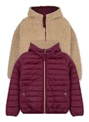 Girls' Sherpa Lined Reversible Jacket, Burgundy, 4-6X