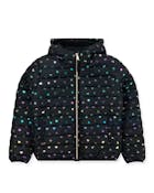 Girls' Sherpa-Lined Heart Print Jacket, Black, 2T-4T