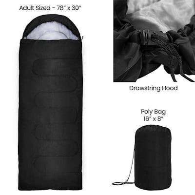 America's Suppliers Sleeping Bags - Black, 32° Temperature Rating - 78" x 30"