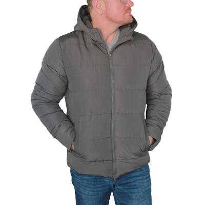 Men's Hooded Fleece-Lined Jacket - Gray, S-XL