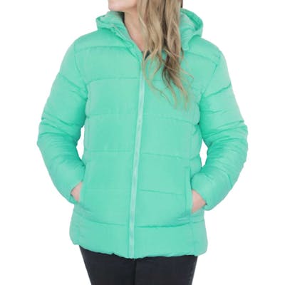 Women's Fleece-Lined Hooded Jackets - Cyan, S-XL