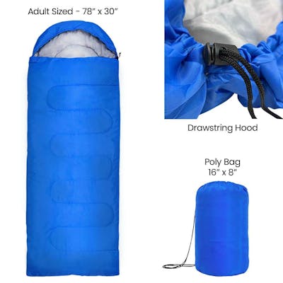 America's Suppliers Royal Blue Sleeping Bags, 42° Temperature Rating - 78" x 30"