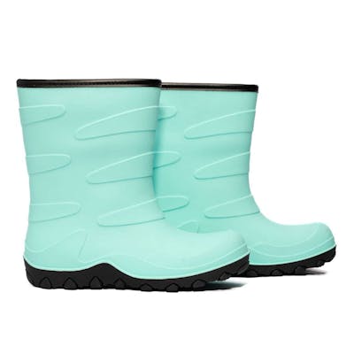 Women's Rubber Boots - Cyan, Sherpa Lined