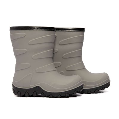 Kids' Rubber Boots - Gray, Sherpa Lined, Sizes 5-13