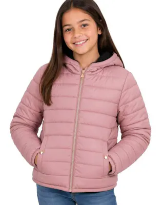 Girls' Reversible Sherpa-Lined Jacket - Size 7-14, Mauve