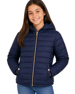 Girls' Reversible Sherpa-Lined Jacket - Size 7-14, Navy