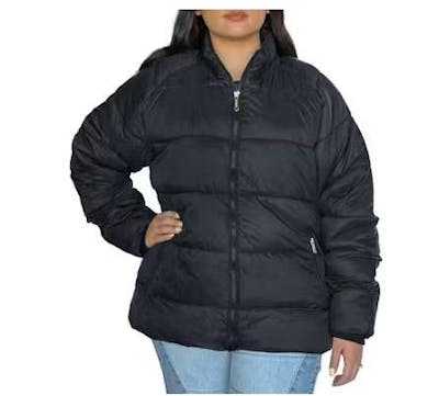 Women's Solid Puffer Jackets, Black, 1XL-3XL