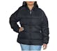 Women's Solid Puffer Jackets, Black, 1XL-3XL