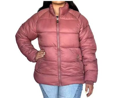 Women's Solid Puffer Jackets, Pink, 1XL-3XL