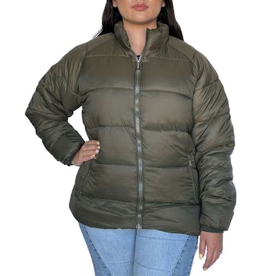 Women’s Solid Puffer Jackets, Olive, S-XL